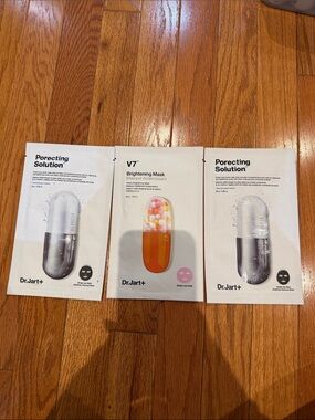 Dr.Jart+ Korean Sheet Masks x3- 2 Porecting Solution & 1 V7 Brightening Mask NWT